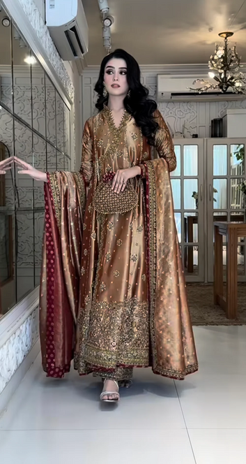 Haris Shakeel Double Zari Fabric Andrakha Style Wedding Dress 4-Piece