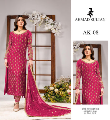 Ahmad Sultan Raw Silk Fabric Wedding Dress 3-Piece